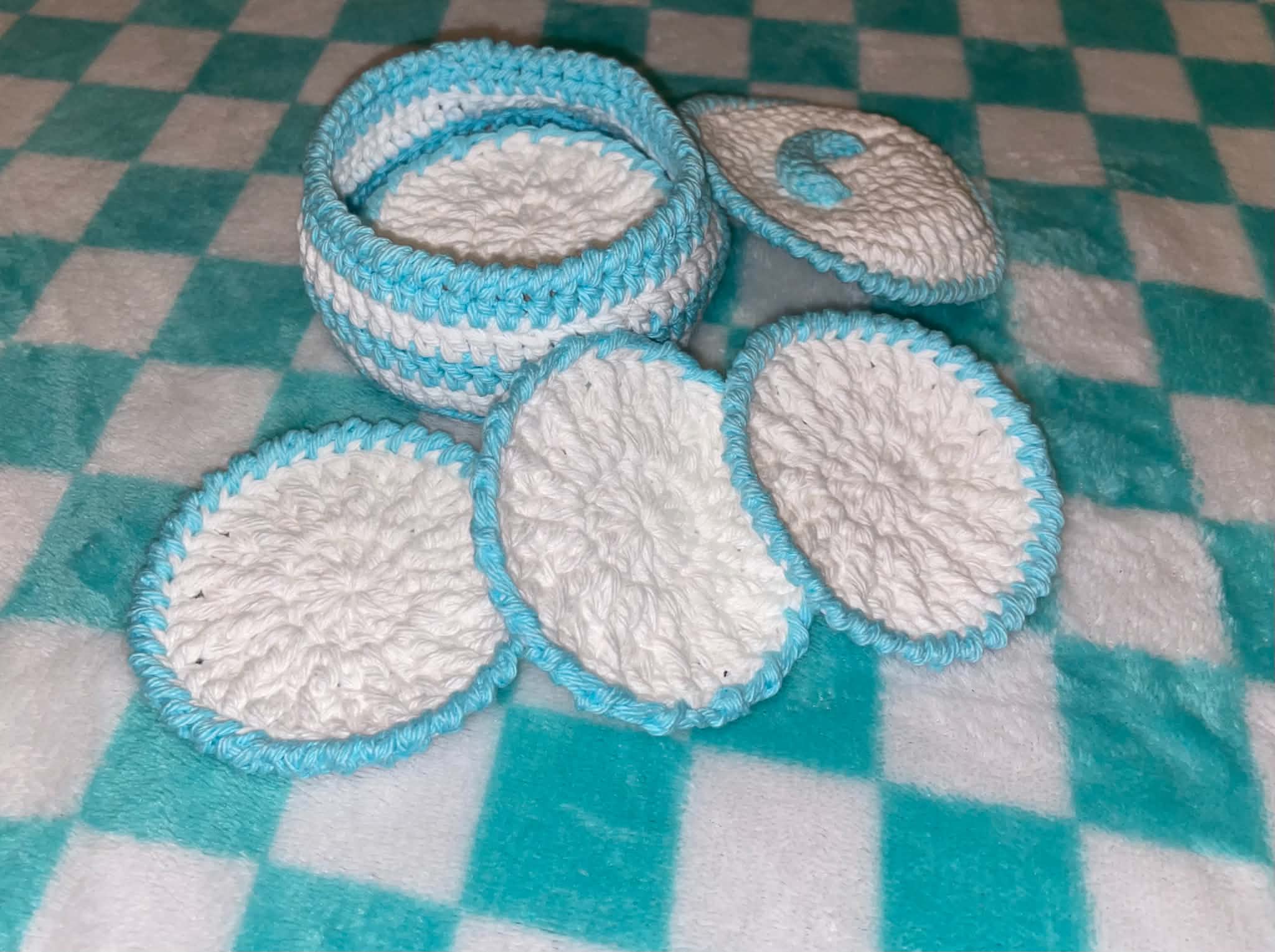 Hand crocheted facial scrubbies